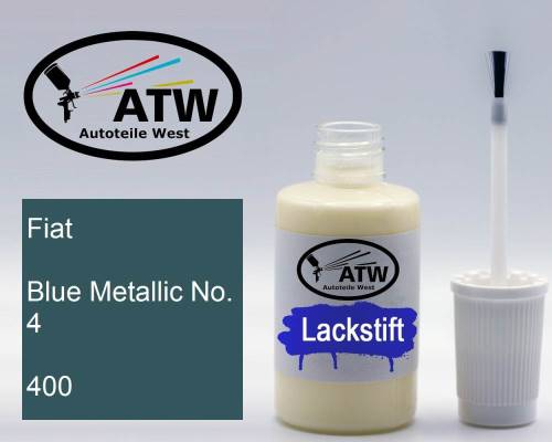 Fiat, Blue Metallic No. 4, 400: 20ml Lackstift, von ATW Autoteile West.